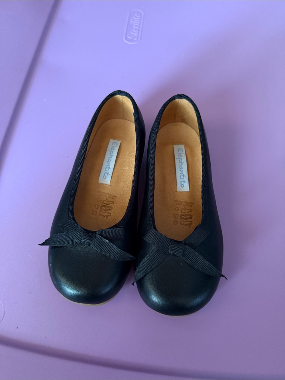 Elephantito Black Girls' Bow Ballet Flats